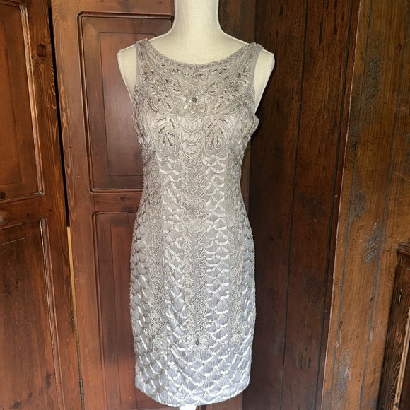 Womens Sue Wong Formal Dress Size 2 Sleeveless Silver Sequin‎ Cocktail Wedding - Picture 1 of 8